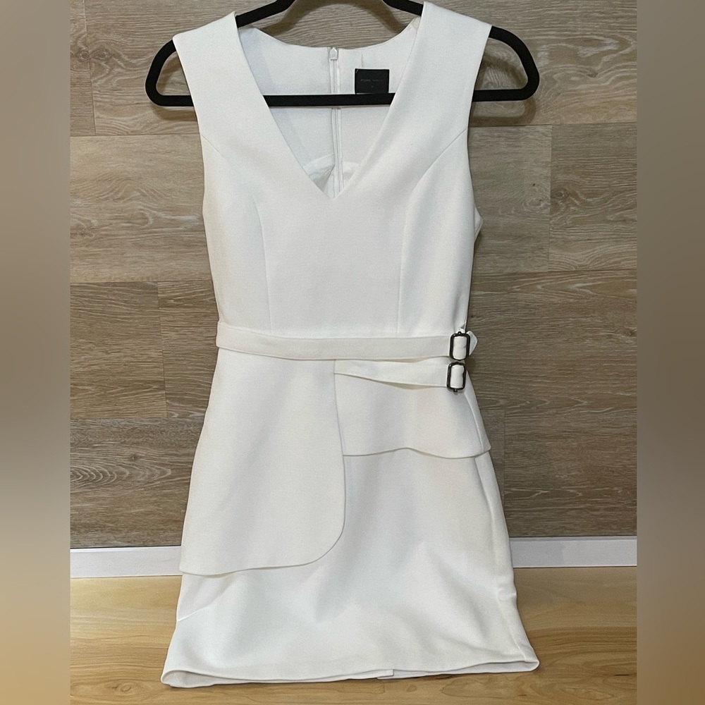 Pure Navy white sleeveless knee length peplum dress size 0